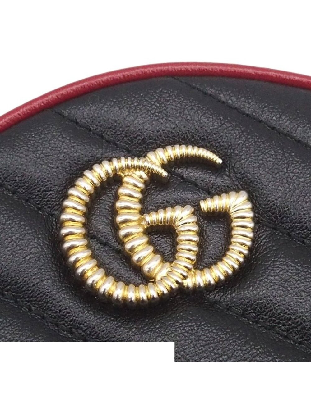 Gucci Chain Shoulder Bag Black Leather Round GG Marmont - Picture 6 of 9